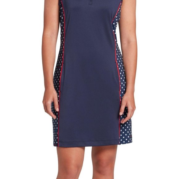 NWT Ladies LADY HAGEN Americana NAVY Sleeveless Golf Tennis Polo Dress - Picture 2 of 4